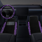 NBTEPEM Bling Car Floor Mats Full Set and Steering Wheel Cover, Universal Fit Most Cars, 4 pcs Sparkle Glitter Diamond Carpet, 5 pcs Bling Car Accessories Set for Women (Purple Violet Diamond)