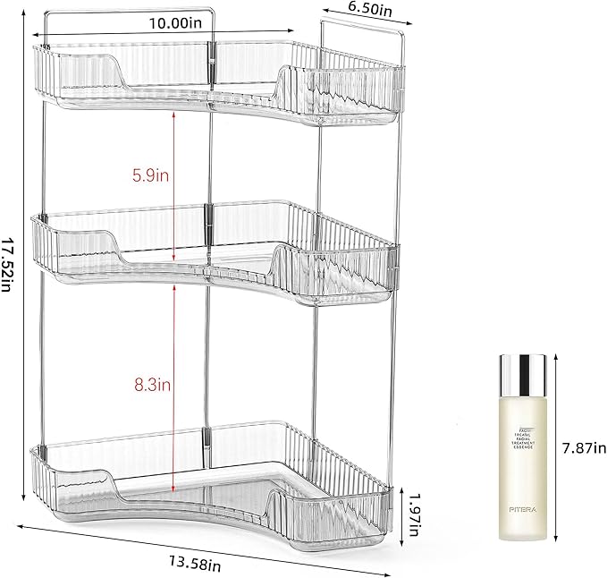 INVSSENE Corner Bathroom Countertop Organizer, Vanity Organizer Trays for Counter, Makeup Organizers, Perfume Tray, Skincare 
