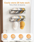 4 Pack Hat Rack for Wall Holds 112 Caps Hat Organizer for Wall Mounted Hat Holder on Wall Hat Organizer for Baseball Caps Hat