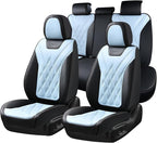 Coverado Car Seat Covers Full Set, Seat Covers for Cars, Front Seat Covers and Back Seat Cover Waterproof Leather Automotive 