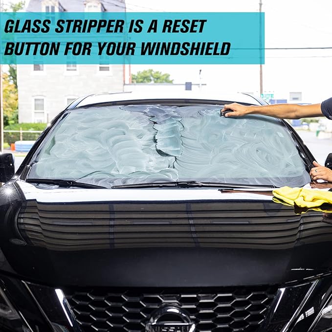 Invisible Glass 91411 Glass Stripper – Hard Water Spot Remover – Strips Coatings, Waxes, Oils & Road Film – Preps Windshields