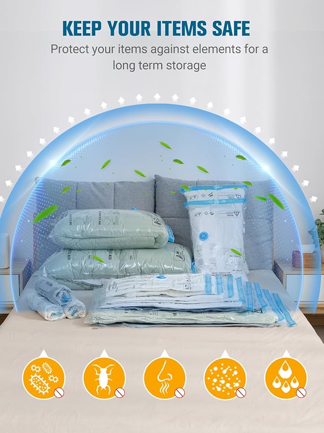 Vacuum Storage Bags with Electric Pump, New Air Valve Combo 22 Pack Compression Bag, Space Saving Vacuum Sealer Bag for Cloth