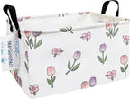 LANGYASHAN Rectangular Storage Bin Collapse Canvas Fabric Cartoon Storage Basket with Handles for Organizing Home Kitchen Boy