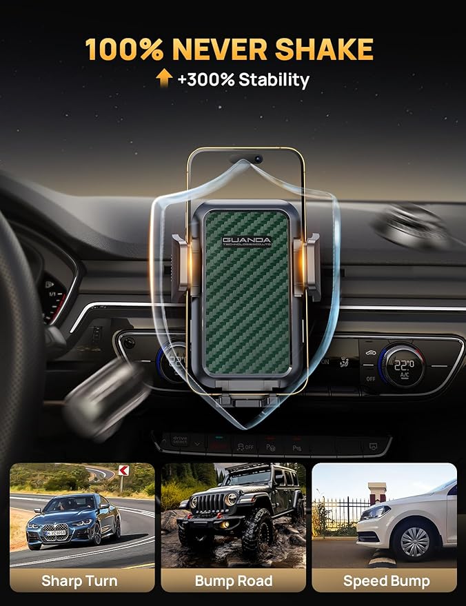 CD Slot Phone Mount, Upgraded Car Phone Holder [Thick Cases Friendly], 360° Adjustable Universal Phone Mount for Car CD Slot Mount for iPhone & Android Cell Phones (Green)
