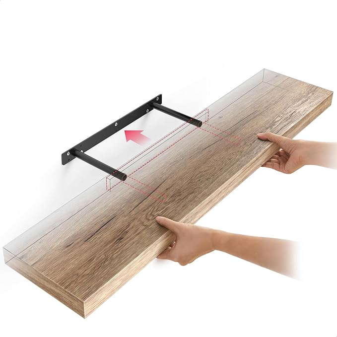 Ballucci Floating Shelves, 36" Wood Wall Shelf Set of 2, with Invisible Brackets for Bathroom, Living Room, Bedroom, Kitchen,