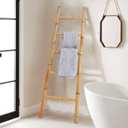 Bamboo Blanket Ladder for Living Room, Towel Clothes Quilt Plant Decorative Farmhouse Wall Leaning Display Ladder Shelf for B