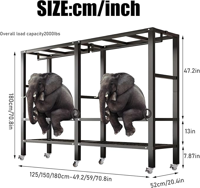 Foldable Portable Wardrobe On Wheels, Freestanding Garment Rack, with Magnetic Door 2000lbs, Heavy Duty Clothes Rack, for Bed