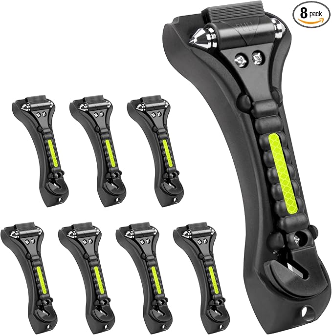 8PCS Car Window Breaker, Glass Breaker, Window Breaker Seatbelt Cutter, 2-in-1 Car Safety Hammer with One Second Emergency Gl