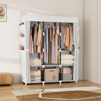 VTRIN Portable Closet Wardrobe for Hanging Clothes Closet with Cover, 3 Hanging rods, 6 Storage Shelves and Side Pocket, Diam