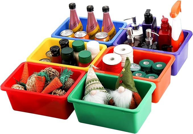Nicunom 6 Pack Cubby Bin Storage Bins, Multi-Purpose Plastic Storage Bins Stackable Organizer Storage Cubbies for Home, Nurse