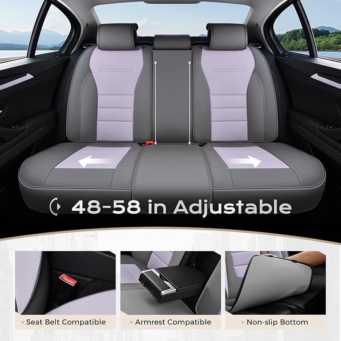 Coverado Car Seat Covers Full Set, Nappa Leather Seat Covers for Cars, Car Seat Protector Car Seat Cushion, Front and Back Se