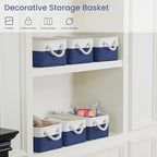 Storage Baskets for Shelves 11.8x7.9x5.2 Inch, Foldable Fabric Storage Bins with Handles, Small Storage Baskets for Organizin