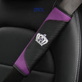 HYL World 2PCS Car Accessories Leather Car Seat Belt Cover Seat Belt Shoulder Pads with Bling Crystal Crown Decor,Purple
