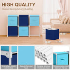 6 Cube Storage Organizer with Shelf Back to School Boxes 11 Inch Toy Storage Bins Closet Organizers Drawers Fabric Dresser fo