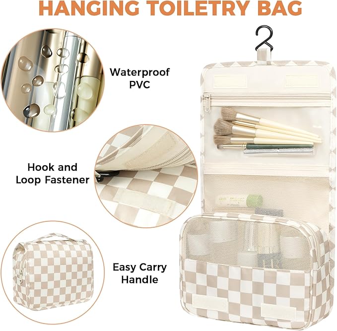 BAGAIL 9 Set Packing Cubes with Packing List Luggage Packing Organizers for Travel Accessories (Khaki checkered)
