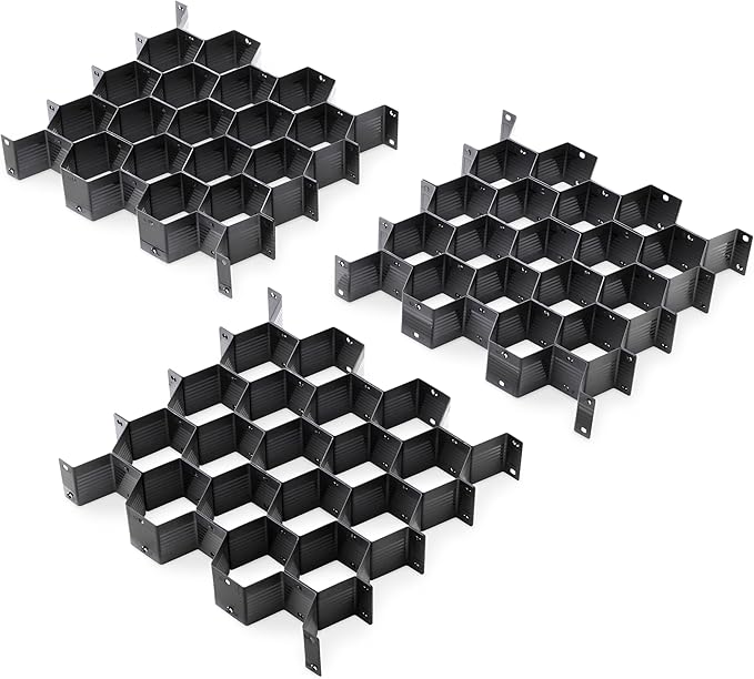 Whitmor Honeycomb Drawer Organizer - Set of 3 - Black