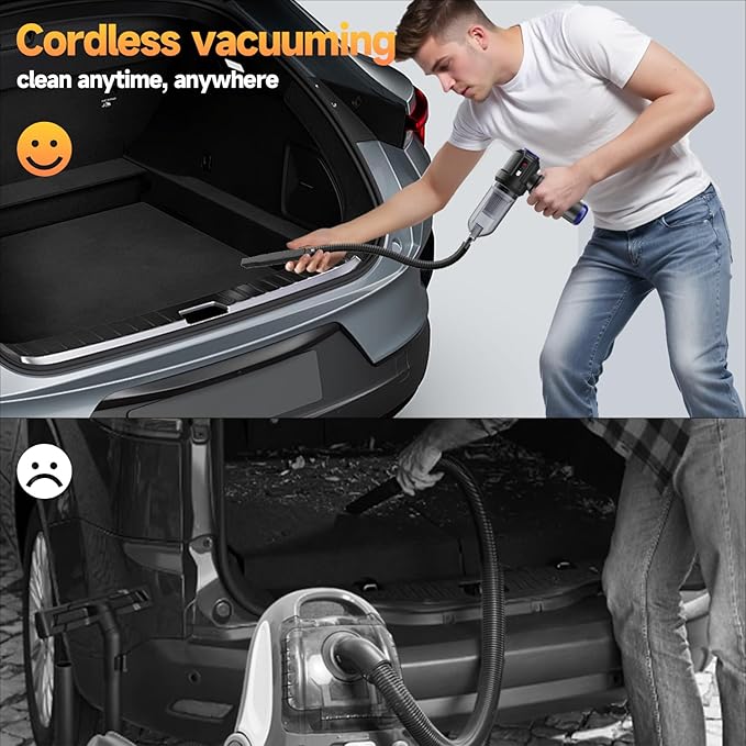 Car Vacuum Portable Cordless High Power Small Handheld Vacuum Cleaner 4-in-1 Compressed Air Duster & Air Blower & Pump Hand H
