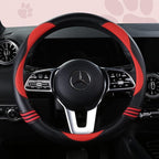 HighnessHwoo Car Steering Wheel Covers for Women Padded Carbon Fiber PU Leather Cute Auto Interior Accessories for Vehicle, S