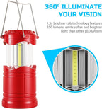 Lichamp LED Camping Lantern, 4 Pack Battery Powered Flashlight for Power Outages, Portable Collapsible Hanging Light Essentia