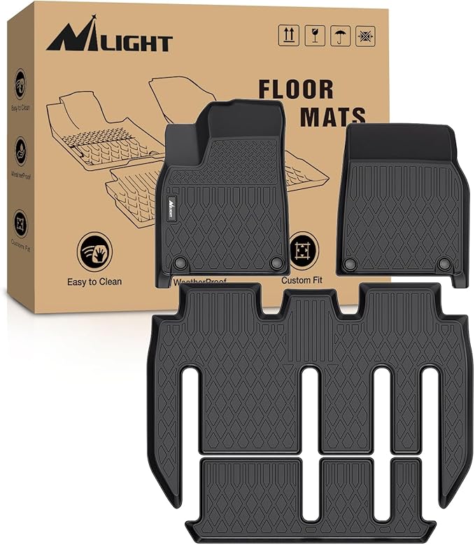 Nilight TPE Floor Mats for Tesla Model X 7 Seater 2022 2023 2024 2025 2026 All Weather Custom Fit Heavy Duty Floor Liners