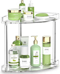 NPPLUS 2 Tier Acrylic Bathroom Counter Organizer, Clear Bathroom Countertop Corner Organizer, 2-Tier Corner Storage Shelf Van