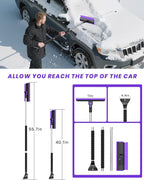 helloleiboo 2025 Extra Long 55.7" Ice Scrapers for Car Windshield Multi-Functional Detachable Car Ice Scraper with Foam Grip and 270° Pivoting Brush Head Snow Brush for SUV Truck Auto(Purple)