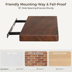 48" Rustic Walnut Wood Floating Shelves, 8 Inch Deep Wall Shelves for Home Decor, Wall Mounted Floating Shelf with Invisible 