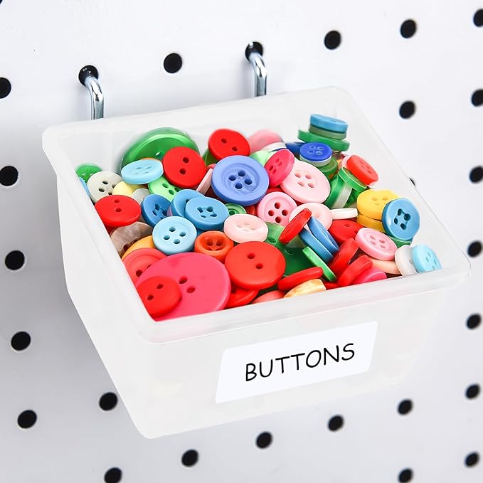 Patelai 8 Packs Pegboard Bins with Hooks and Labels, Pegboard Baskets Kit DIY Accessories Workbench Bins for Organizing Hardw