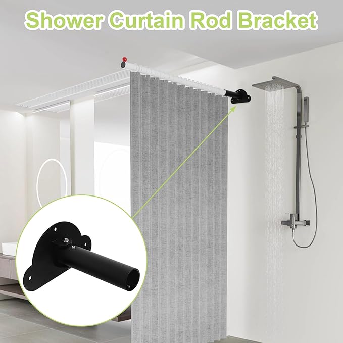 Adjustable Shower Curtain Rod Bracket 1 Pack Aluminum Alloy Shower Curtain Rod Single Swivel Flange Heavy Duty Closet Rod Bra