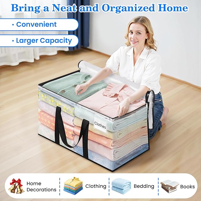 BlissTotes 2-Pack Large Moving Bags with Backpack Straps & Strong Zippers, Heavy-Duty Storage Bags Moving Boxes for Space Sav