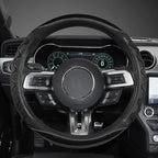 GIANT PANDA Car Steering Wheel Cover for Ford Escape Edge EcoSport Bronco Sport Explorer,3D Sporty Design,Black