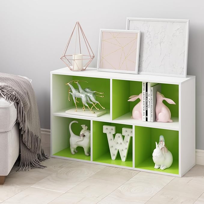 Furinno LUDER Book Shelf, 5-Cube Bookshelf, Reversible Bookcase, 9.4 x 19.5 x 31.5, Easy Assembly, for Living Room, Bedroom, 