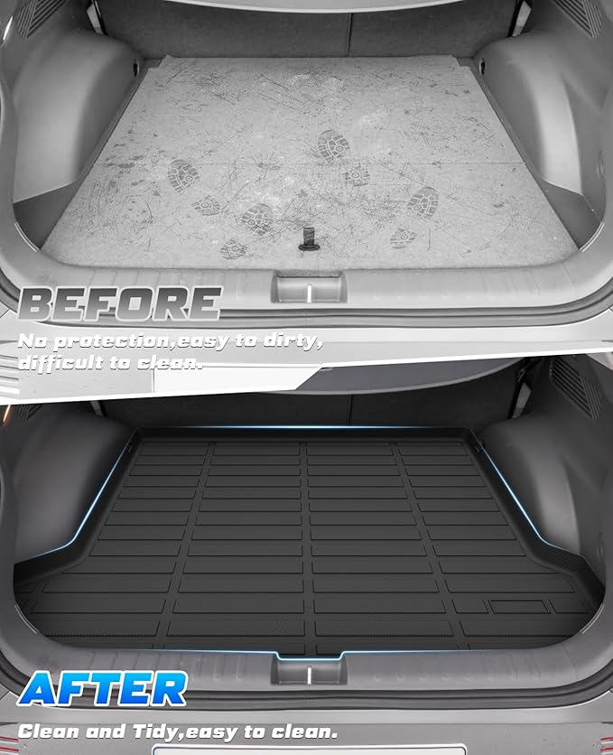 Sunsdrew Cargo Liner for 2022 2023 2024 Hyundai Ioniq 5 Accessories TPE Cargo Mat All Weather Odorless Anti-Slip Rear Cargo Tray Heavy Duty Trunk Mat Black Trunk Floor Liners