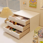 Desk Organizer with 3 Drawers, ALEX Drawer Unit, Chic White Wood Cosmetic Makeup Organizer for Office Vanity Tabletop Storage