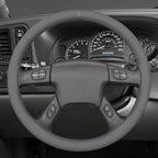 MEWANT Hand Stitched Steering Wheel Cover for Chevy Silverado 1500 2003-2006 DIY Gray Faux Leather Steering Wheel Wrap