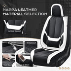 Coverado Seat Covers, Car Seat Covers Full Set, Leather Seat Covers for Cars, Car Seat Protector, Black Car Seat Covers Front