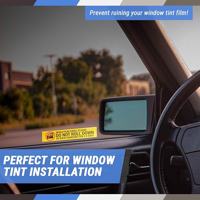 300 Labels - DO NOT ROLL Down Window Tint Stickers, 1 x 5 Inch - Auto Window Film Caution Label/While Film Cures for Professional & Tint Shop Business - Warning Labels