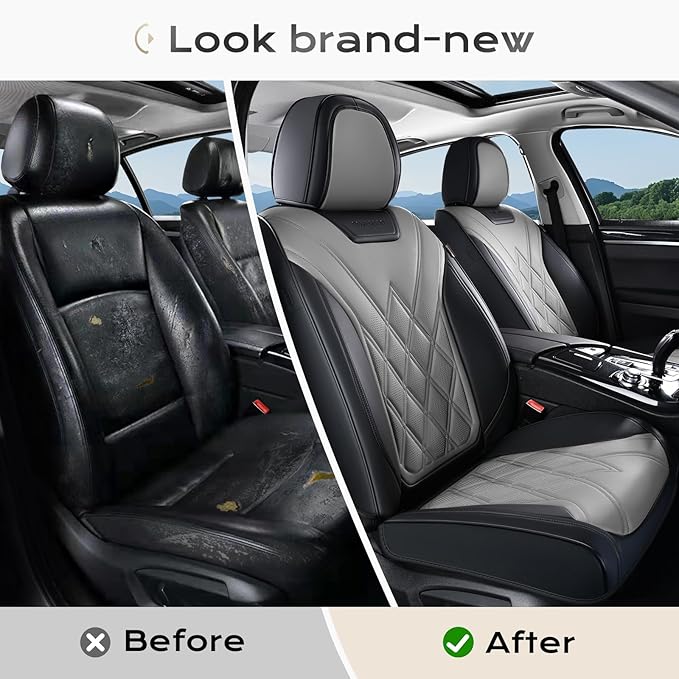 Coverado Car Seat Covers, Front Covers for Cars, Car Seat Cover Front Seats, Automotive Seat Cover, Waterproof, Leather Car S