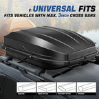 Auto Dynasty Roof Top Mount Car Storage Travel Luggage Box Cargo Carrier, 56.3 (L) x 36.8 (W) x 16.25 (H) Inches, Capacity 110 Pounds, 13 Cubic Feet (Tool-Free Install), Textured Black Finish