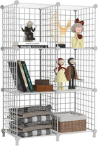 AWTATOS 6 Cube Storage Wire Closet Organizers DIY Stackable Storage Shelves Bookcase Cabinet for Home Office, White