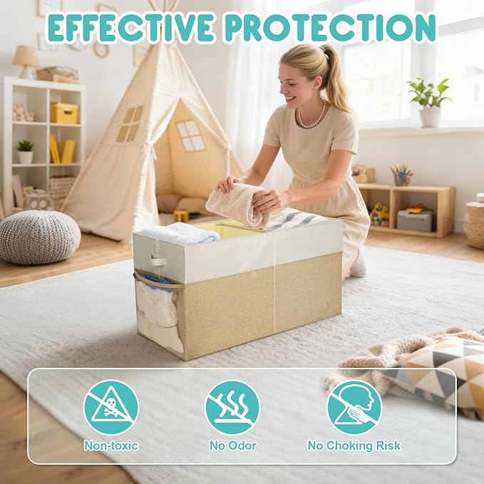 BALEINE Fabric Storage Bins with Lid, Collapsible Extra Large Storage Boxes Bins Baskets with Divider for Home Organizing (25