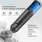 Cordless Handheld Car Vacuum Cleaner - 15000PA Portable Vacuum with LED Light & HEPA Filter, Blow & Suction 2 in 1 Small Hand