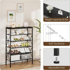 6 Tiers Shoe Rack, Large Capacity Shoe Rack Holds 32 Pairs of Shoes, Durable and Stable, Adjustable Metal Shelf Stackable Sho