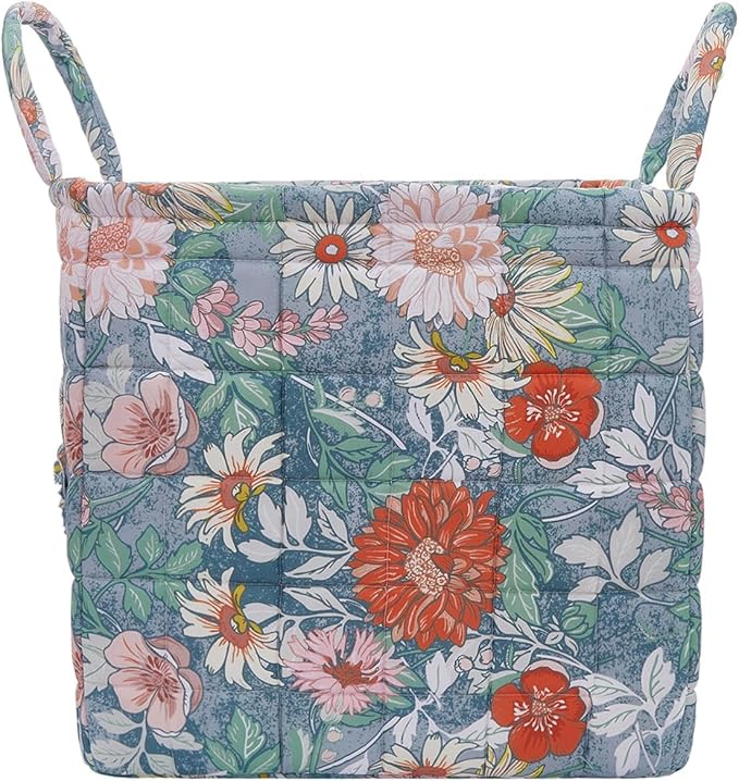 Boho Fabric Storage Basket, Large Capacity Laundry Basket, 12.2'' x 10.23'' x 10.23'' Collapsible Laundry Hamper with Easy Ca