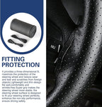 WZP Genuine Leather Steering Wheel Cover, Custom Stitch On Steering Wheel Wrap, Breathable Non-Slip Steering Wheel Protector 