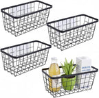 4 set Hanging Wall Basket Organizer,Over the Cabinet Door Wire Baskets for Organizing -Space-Saving Hanging Baskets for Organ
