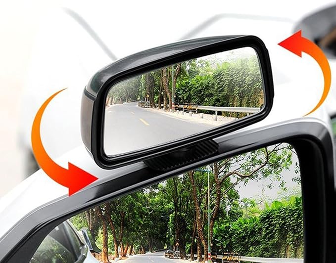 Blind Spot Mirror for Cars - Auto Adjustable Wide Angle Convex Rear View Mirror - Stick On Design