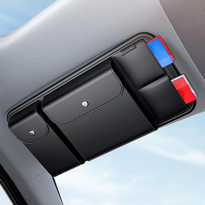 Car Sun Visor Organizer for Mazda MX-5 Miata 1989-2025,Visor Storage Pouch,Sunglasses Holders for Car Sun Visor,Ticket Card Clip,for storing sunglasses/phones/cards