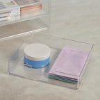STORi Chloe Stackable Makeup Holder & Drawer Organizer Set, Clear, BPA-Free Plastic, Made in USA, Organize Brushes, Cosmetics