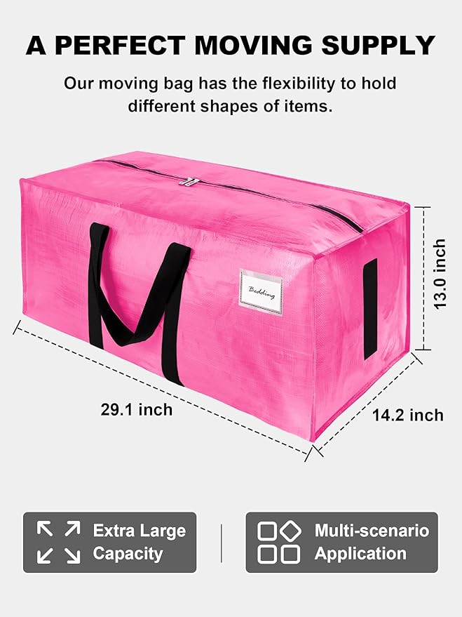 12 Pack Large Strong Moving Bags with Zippers & Carrying Handles - Water-Resistant - Heavy Duty Storage Tote for Space Saving
